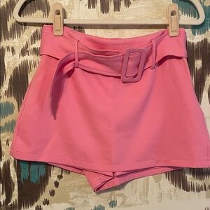 Elegant Pink Belted Women's Skorts